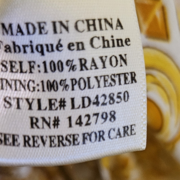 Loveriche Yellow Multi-Color Baroque V-Neckline Front Slit Maxi Dress,Small - Picture 15 of 15